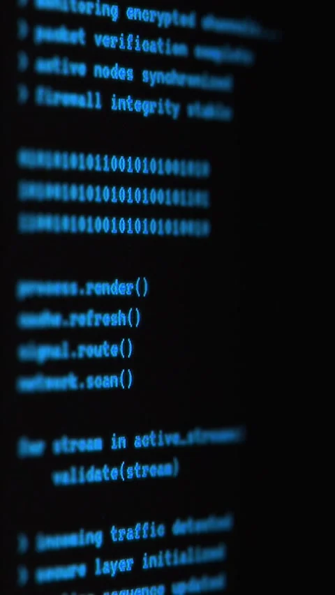 Digital Hacker Interface Vertical Code Animation Stockbeeldmateriaal 335291212