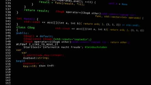 Digital Hacker Program Coding Cyber Screen Futuristic Hacking Codes Loop Stock Footage 151427985