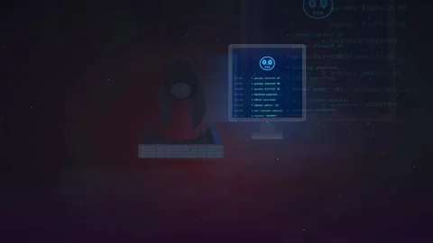 Digital hacking interface with scrolling computer code and futuristic data Stock Footage 336775824