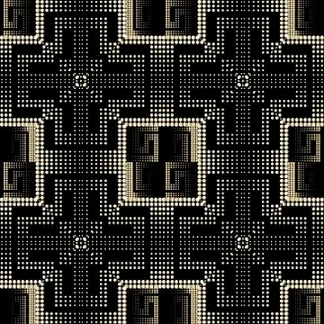 Digital halftone 3d seamless pattern. Greek style modern textured background. イラスト素材
