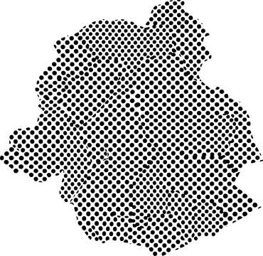 Digital halftone dot pattern graphic shape, a black and white abstract geom.. Stock Illustration