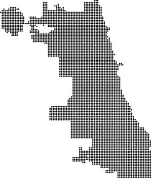 Digital halftone dot pattern graphic design featuring a stylized geometric .. Stock Illustration