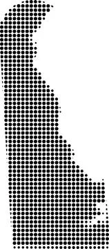 A digital halftone dot pattern graphic illustration of the Delaware state m.. Stock Illustration