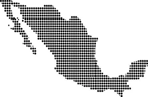 A digital halftone pattern illustration of the geographic map of Mexico fea.. Stock Illustration