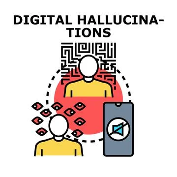 Digital hallucinations and information overload vector concept Stock Illustration