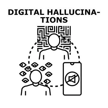 Digital hallucinations and information overload vector concept Stock Illustration