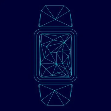 Digital hand clock low poly triangulation triangulated polygonal electric c.. Ilustración de archivo