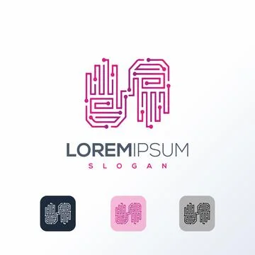 Digital hand creative logo design Template Stock Illustration