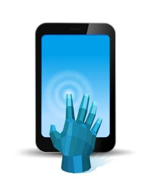 Digital hand touch smartphone screen. copyspace for your application or logo. Stock Illustration