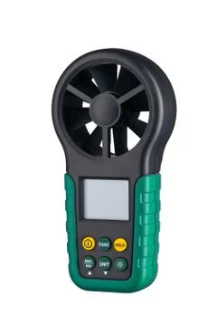 Digital handheld anemometer 3/4 view isolated on white background Stock Photos