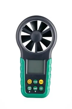 Digital handheld anemometer isolated on white background Foto stock