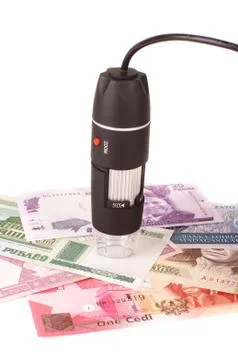 Digital handheld microscope for laboratory work Stock Photos