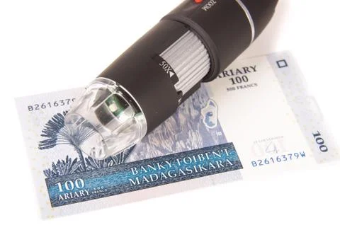 Digital handheld microscope for laboratory work Stock Photos