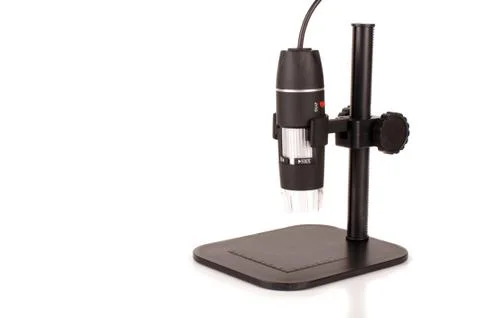 Digital handheld microscope for laboratory work Stock Photos