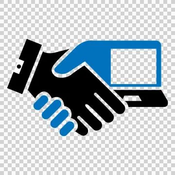 Digital handshake icon representing online business partnership and remote job Stock Illustration