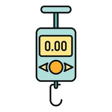 Digital hanging scale measuring luggage weight icon Stockillustratie