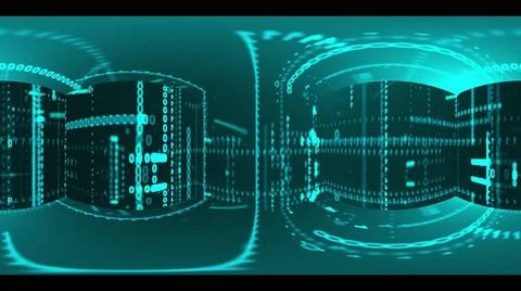 Digital HDRI textures Panoramic view of data matrix code in 3d render volu... Stock Photos