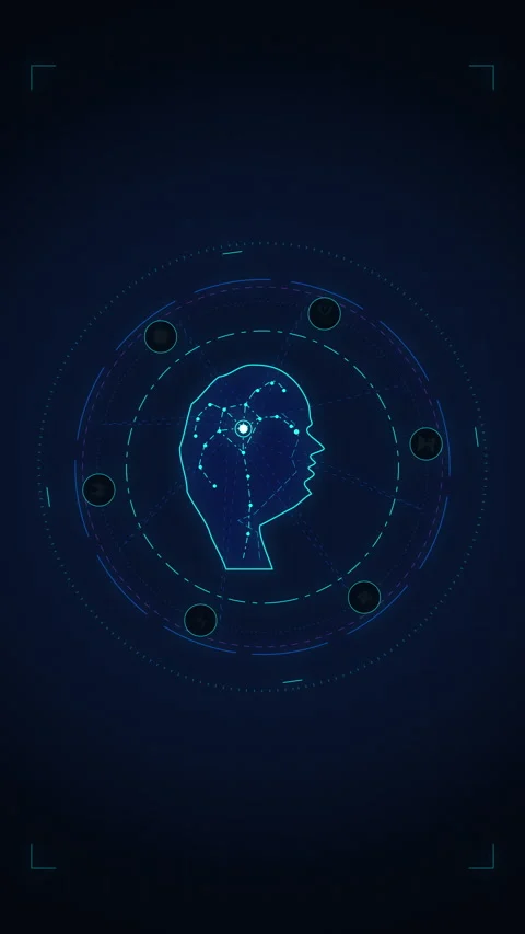 Digital head profile, artificial intelligence technology network, neural co.. Stock Footage 348329590