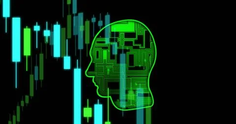 Digital head silhouette with circuit pattern, representing AI technology Stock Photos