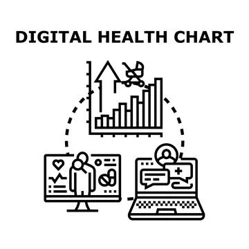 Digital health chart data tracking medical progress Stock Illustration