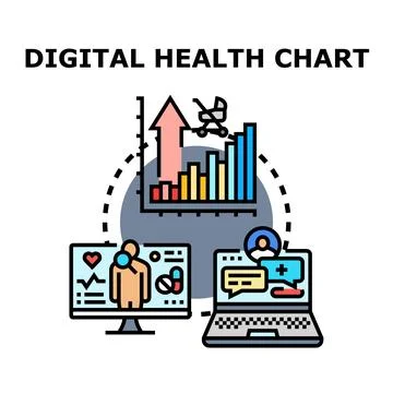 Digital health chart data tracking medical progress Stock Illustration