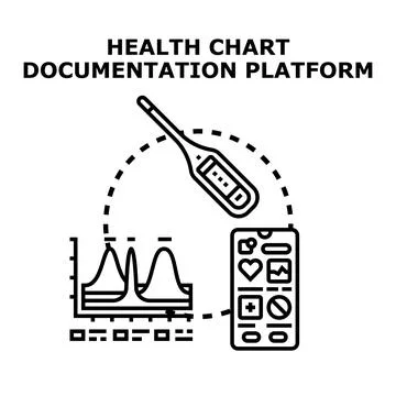 Digital health chart documentation platform integrating mobile technology 스톡 일러스트
