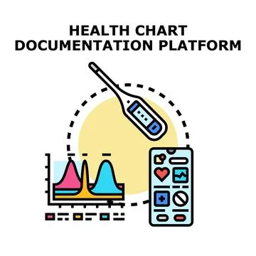 Digital health chart documentation platform integrating mobile technology Stock Illustration
