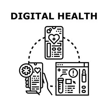 Digital health consulting using mobile online service Stock Illustration
