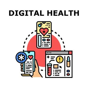 Digital health consulting using mobile online service Stock Illustration