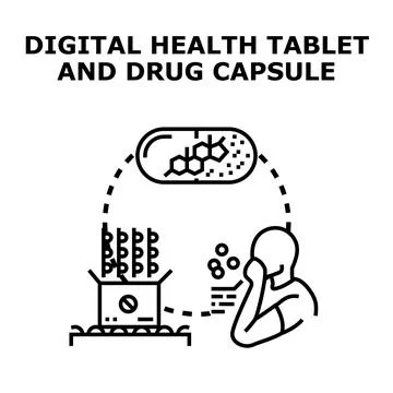 Digital health future developing new medical treatment Stock Illustration