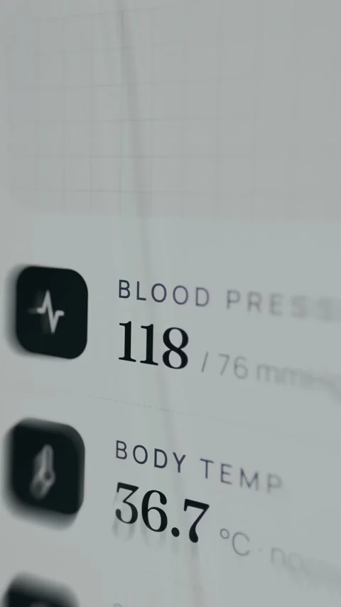 Digital health interface showing various biometric readings Stock Footage 335893955