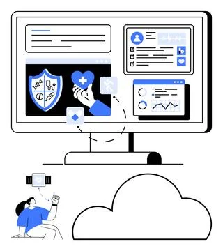 Digital Health Management System with Data Analytics and Secure Cloud Storage Stock Illustration