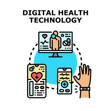 Digital health technology using smart devices for patient care Illustrazione stock