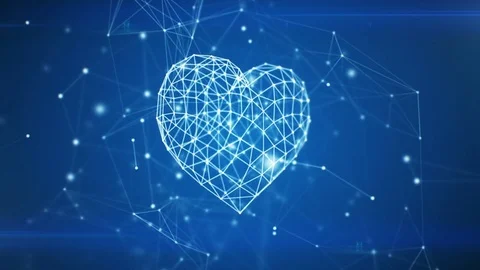 Digital Heart Icon Appearing in Network Cloud from Lines and Dots. Stock Footage 79723599