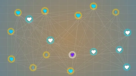 Digital Heart Icon Appearing in Network Cloud from Lines and Dots. Symbol Stock Footage 106063590
