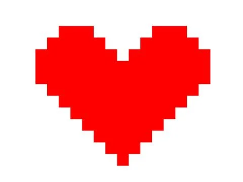 Digital heart made of pixels - virtual and cyber love, sex, romance and roman Illustrazione stock