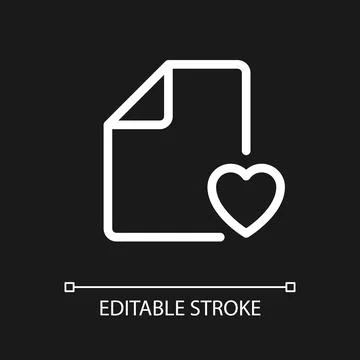 Digital heart screening result pixel perfect white linear ui icon for dark theme Stock Illustration