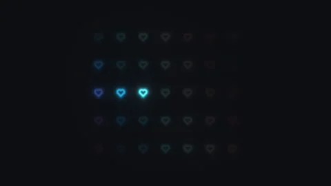 Digital hearts pattern with light effects in a dark setting Stock Footage 339304390