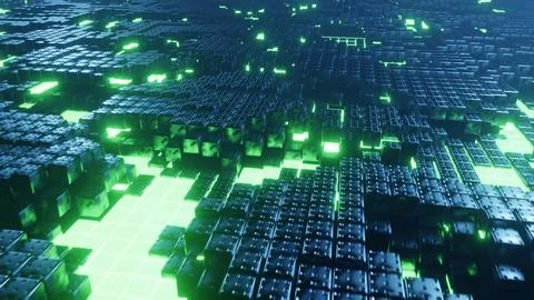 Digital Heatmap: The Cyber Pulse of an Electronic Grid Stock Illustration