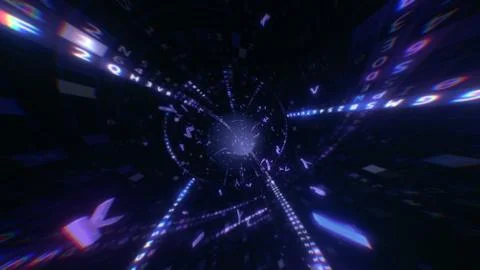 Digital Hexadecimal Code Data Tunnel 3d illustration Stock Illustration