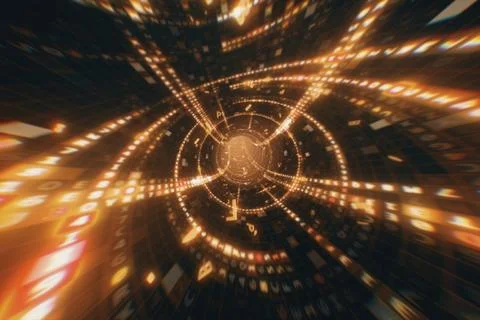 Digital Hexadecimal Code Data Tunnel 3d illustration イラスト素材