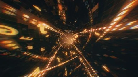 Digital Hexadecimal Code Data Tunnel 3d illustration イラスト素材