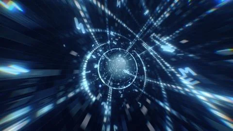 Digital Hexadecimal Code Data Tunnel 3d illustration イラスト素材