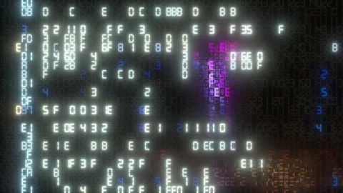 Digital hexadecimal code flowing on a computer screen Stock-Footage 346141178