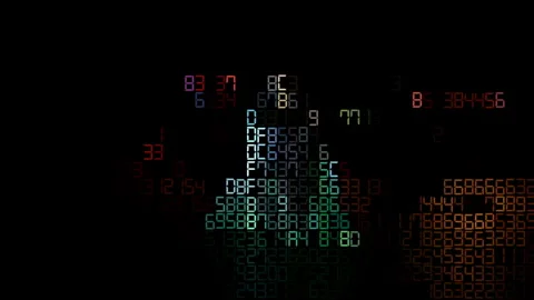 Digital hexadecimal code forming united kingdom map Stock Footage 346140543