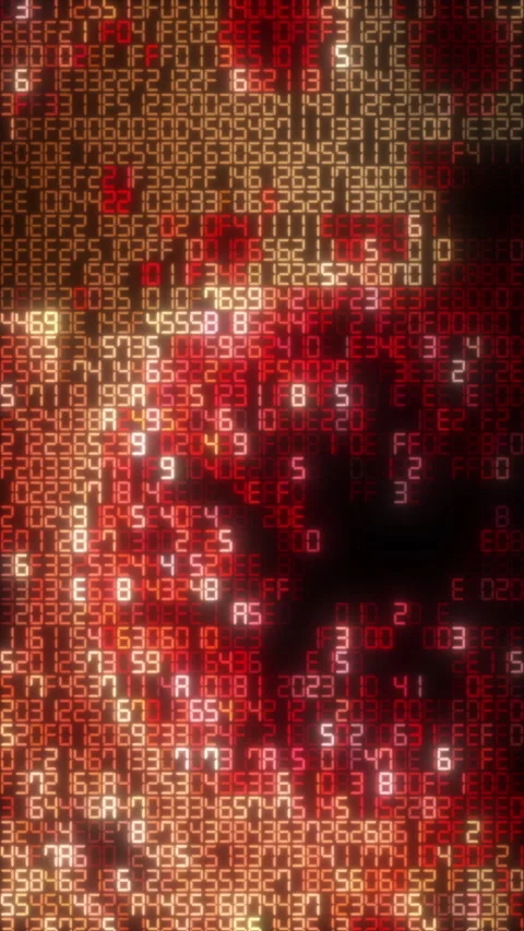 Digital hexadecimal code scrolling on screen 動画素材 346398609