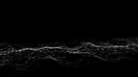 Digital hexagon dynamic wave of particles. Abstract black futuristic background. Stock Footage 310322036