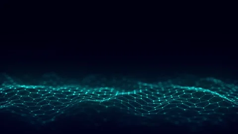 Digital hexagon dynamic wave of particles. Abstract blue futuristic background. Stock Footage 310323066