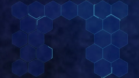 Digital hexagon grid animation motion graphic with glowing blue tech Stock Footage 346543742