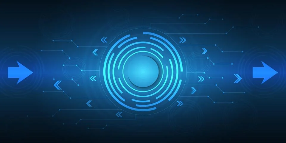 Digital hi-tech with circle and arrow technology background. Stock Illustration